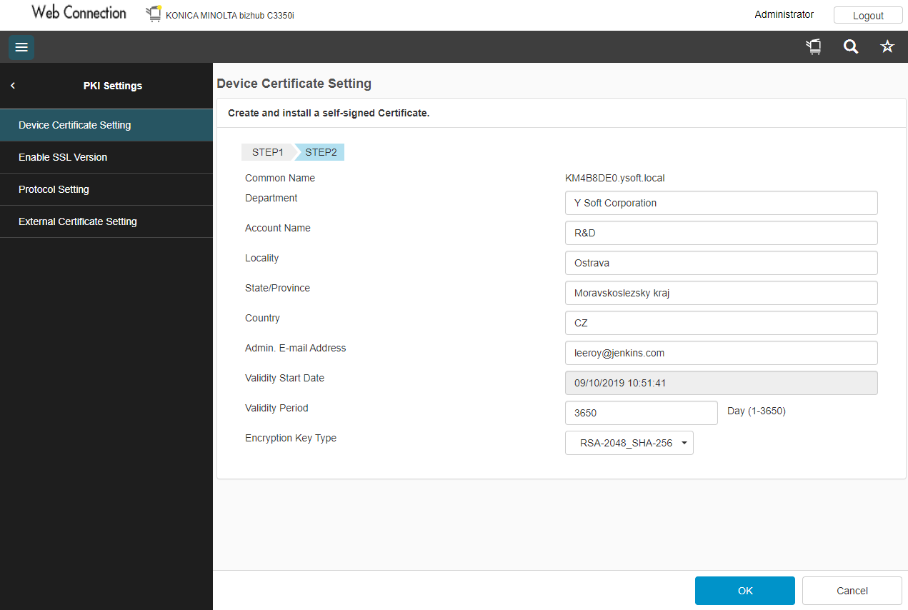 Konica Minolta iSeries - Configure and enable SSL | YSoft SAFEQ